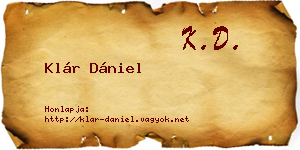 Klár Dániel névjegykártya